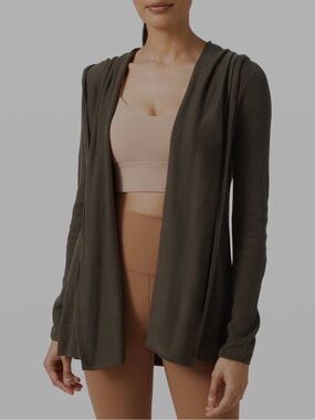 lululemon athletica Olive Green Hooded Open Cardigan Sweater